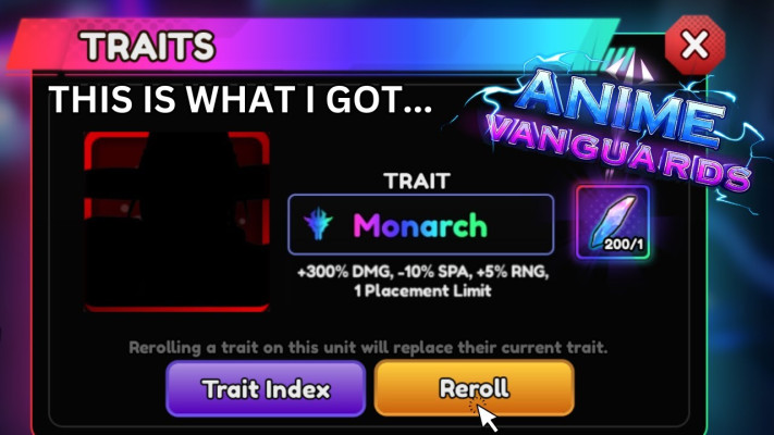 Anime Vanguards (Roblox) - 10,000 Trait Rerolls