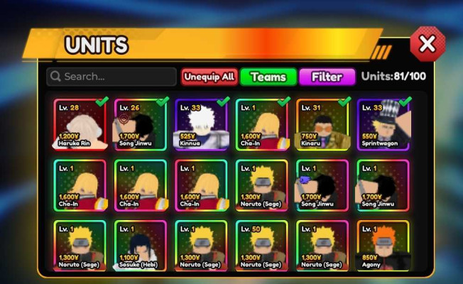 Anime Vanguards (Roblox) - Unlock All Units