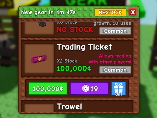Grow a Garden (Roblox) - Trading Ticket